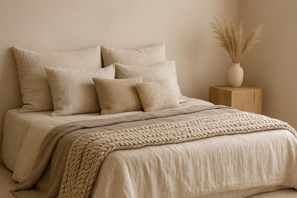 neutral fall to winter home decor layering textures